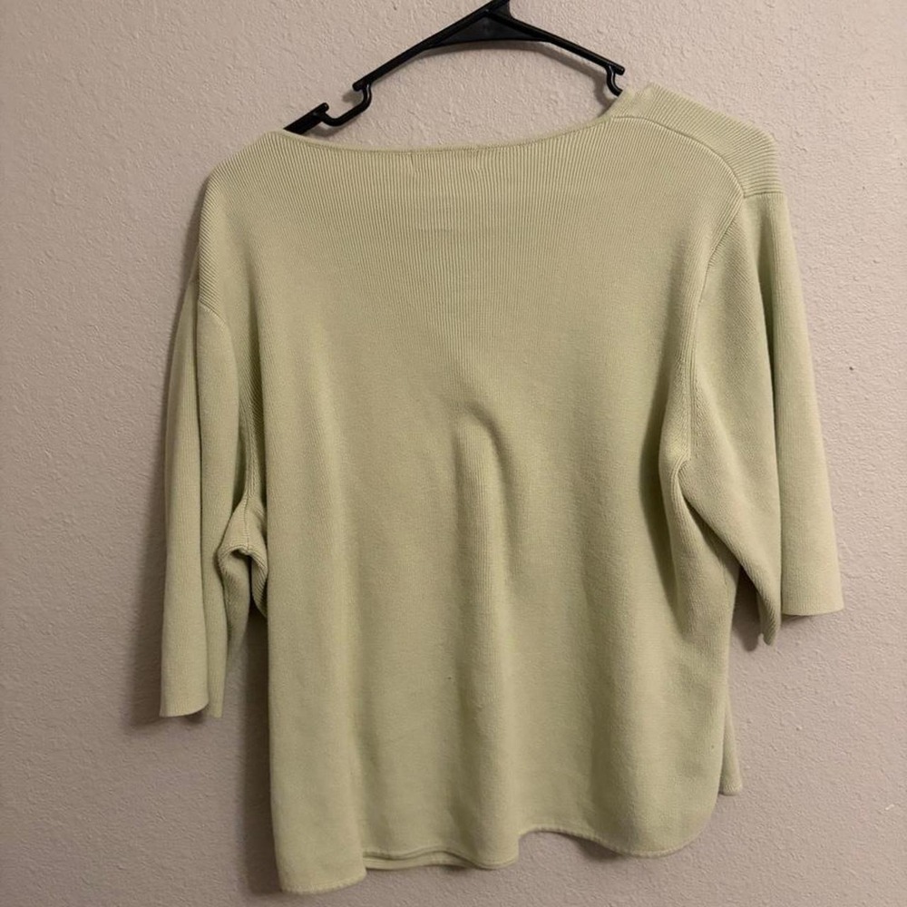 Christopher & Banks Sage Green Ribbed 100% Cotton Quarter Zip Sweater XL - Picture 3 of 5